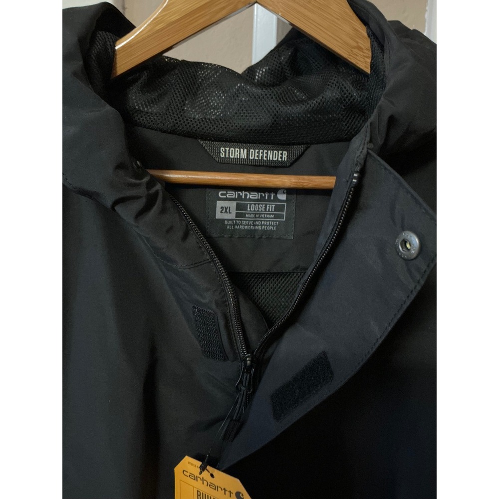 Carhartt Bayou Jacket Mens 2XL Black Storm Defender Waterproof Hooded OJ6434-M - Picture 6 of 16